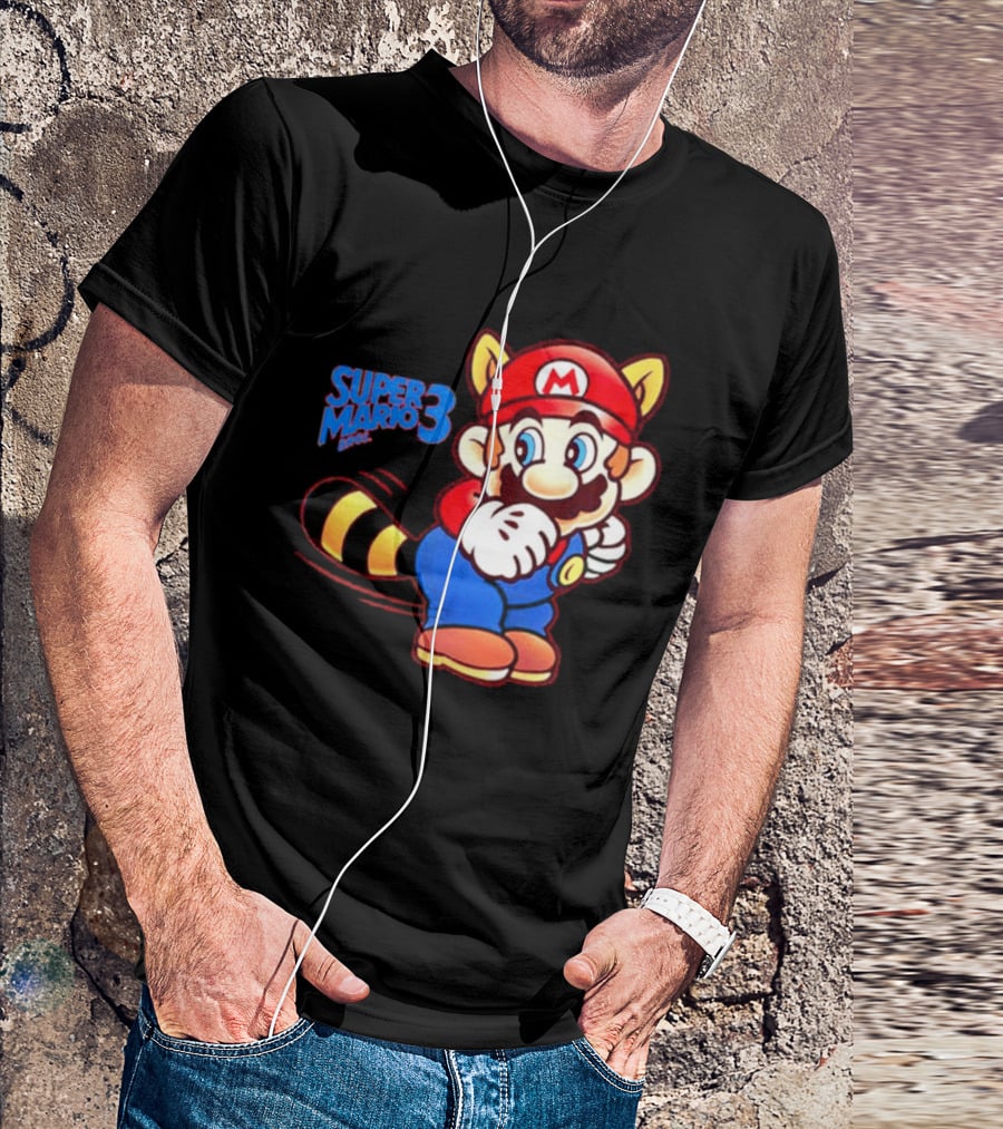 Super Mario Bros 3 Raccoon Mario Tail Whip Retro Game Nostalgia T-Shirt