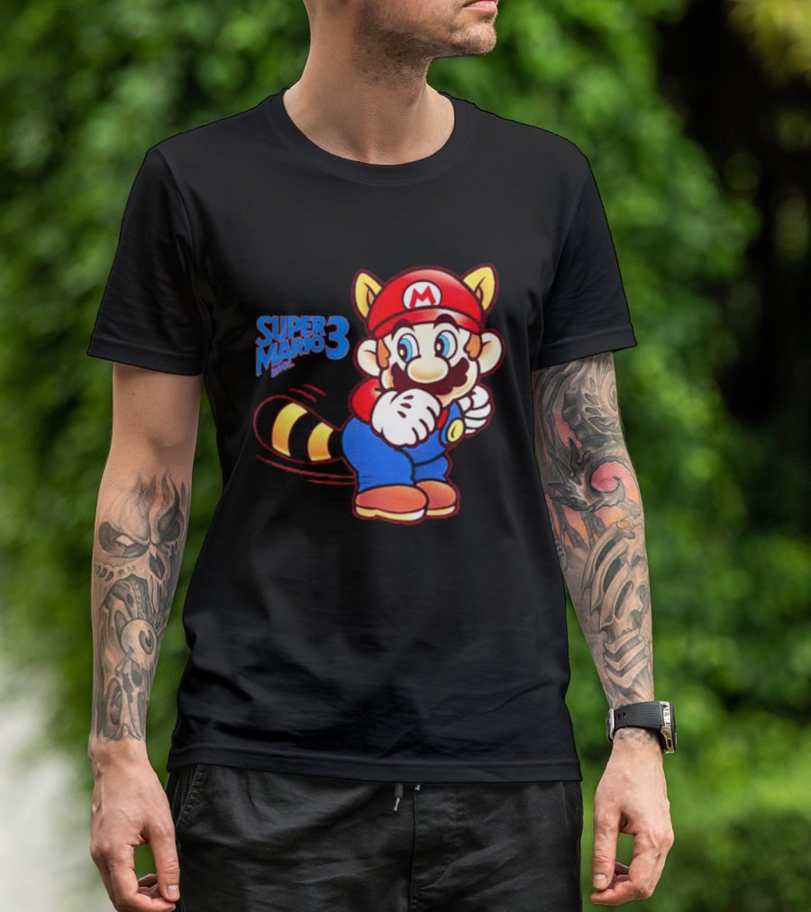 Super Mario Bros 3 Raccoon Mario Tail Whip Retro Game Nostalgia T-Shirt