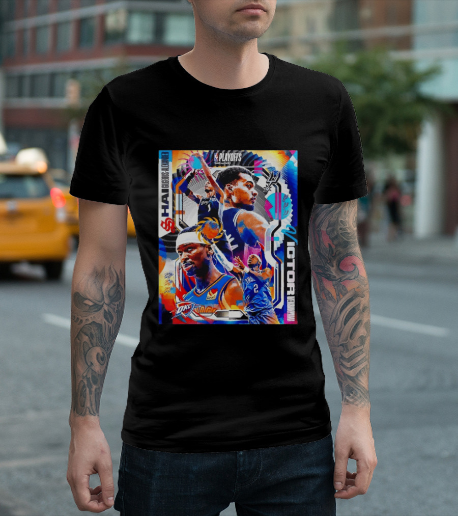 NBA Playoffs Shai Gilgeous Alexander OKC Thunder Victor Wembanyama Spurs Matchup T-Shirt