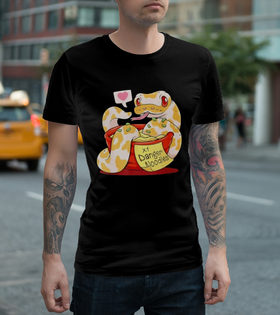 Snake Love X1 Danger Noodles Cartoon Cute Snake With Heart Speech Bubble T-Shirt