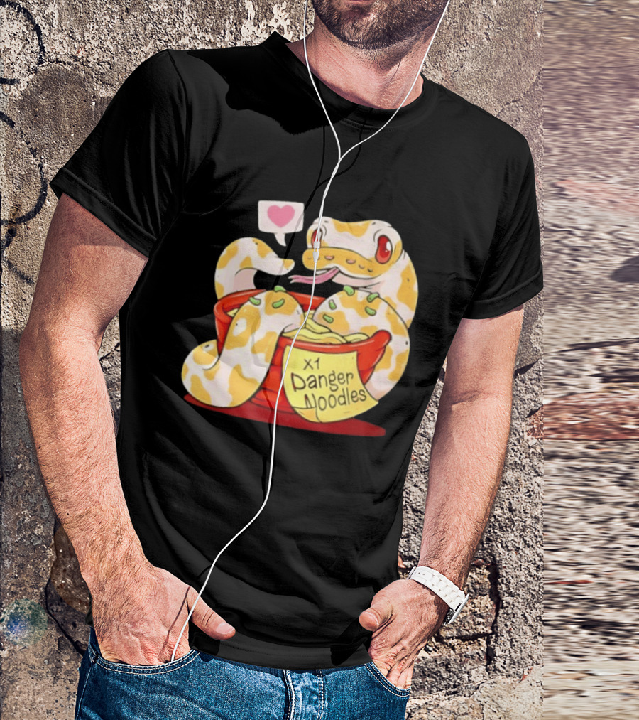 Snake Love X1 Danger Noodles Cartoon Cute Snake With Heart Speech Bubble T-Shirt