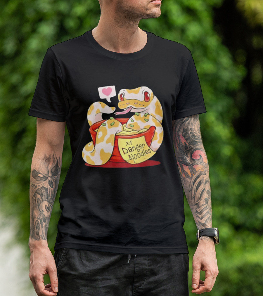 Snake Love X1 Danger Noodles Cartoon Cute Snake With Heart Speech Bubble T-Shirt