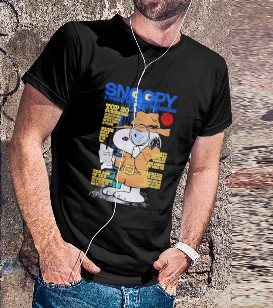 Snoopy Top 20 Clues Uncover Mystery Solved Peanuts Detective Investigator T-Shirt