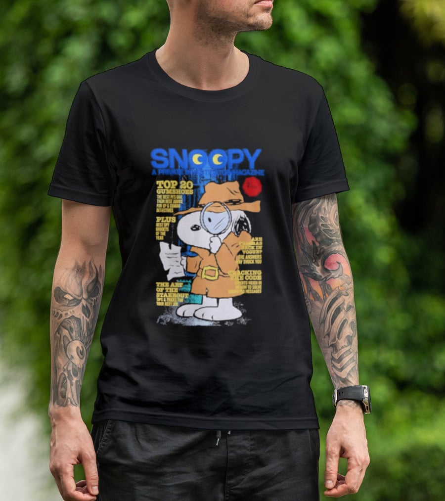 Snoopy Top 20 Clues Uncover Mystery Solved Peanuts Detective Investigator T-Shirt