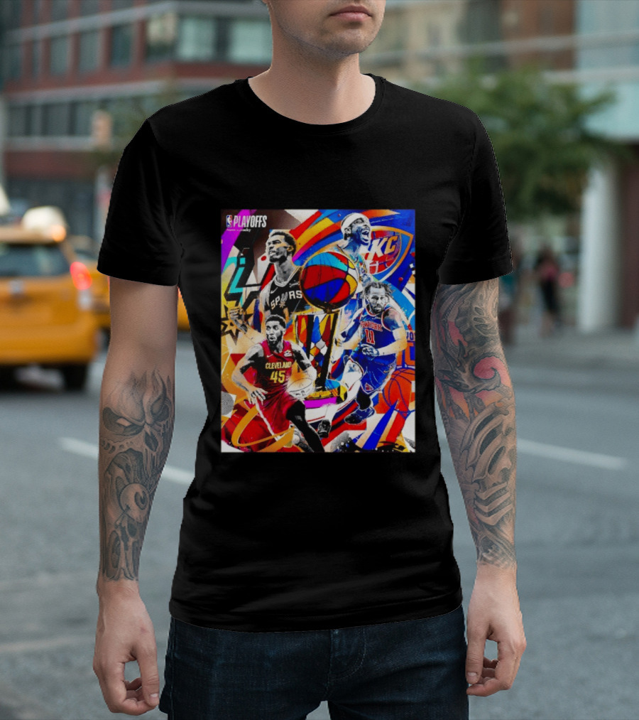 NBA Playoffs Spurs Thunder Cavaliers Knicks Star Players Wemby Alexander Brunson Mitchell T-Shirt