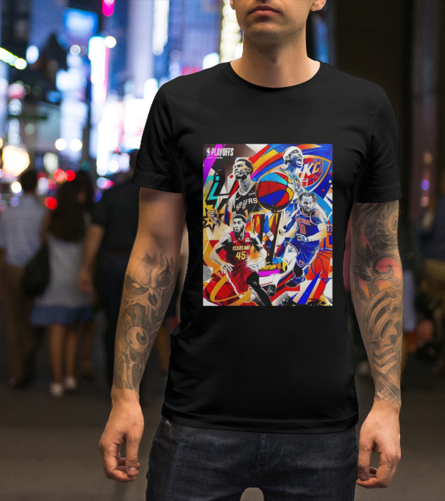 NBA Playoffs Spurs Thunder Cavaliers Knicks Star Players Wemby Alexander Brunson Mitchell T-Shirt