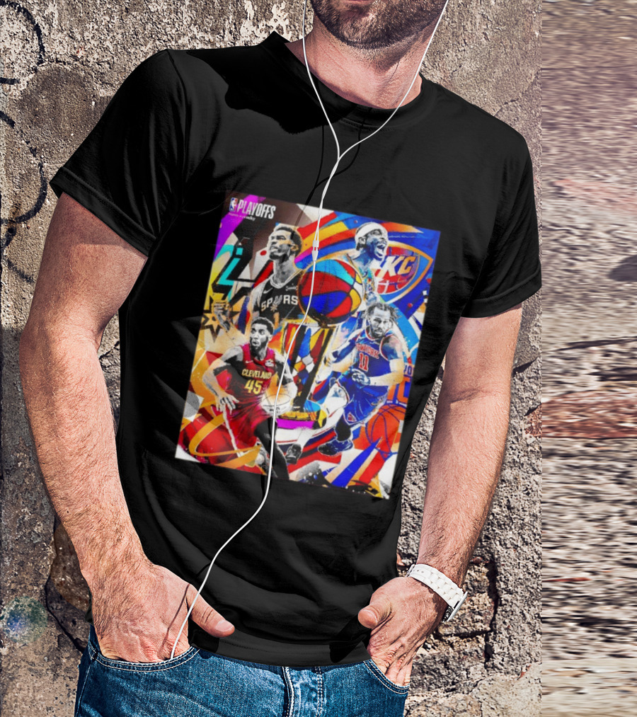 NBA Playoffs Spurs Thunder Cavaliers Knicks Star Players Wemby Alexander Brunson Mitchell T-Shirt