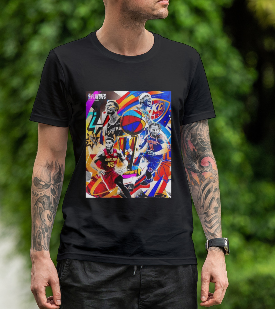 NBA Playoffs Spurs Thunder Cavaliers Knicks Star Players Wemby Alexander Brunson Mitchell T-Shirt