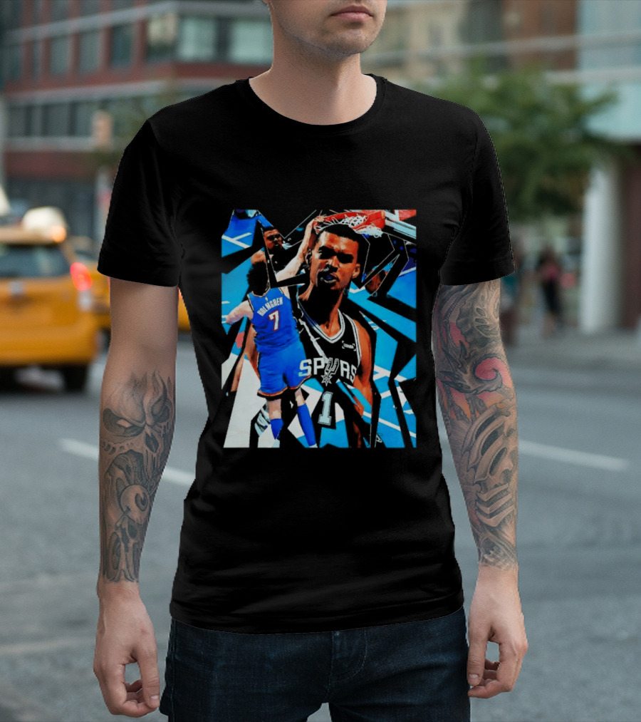 San Antonio Spurs Wembanyama Dunk Showdown With Holmgren T-Shirt