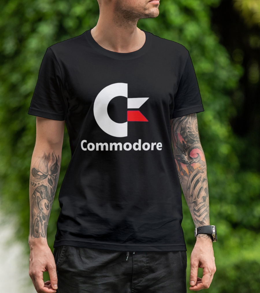 Commodore C Logo Red Accent Retro Computer Brand T-Shirt