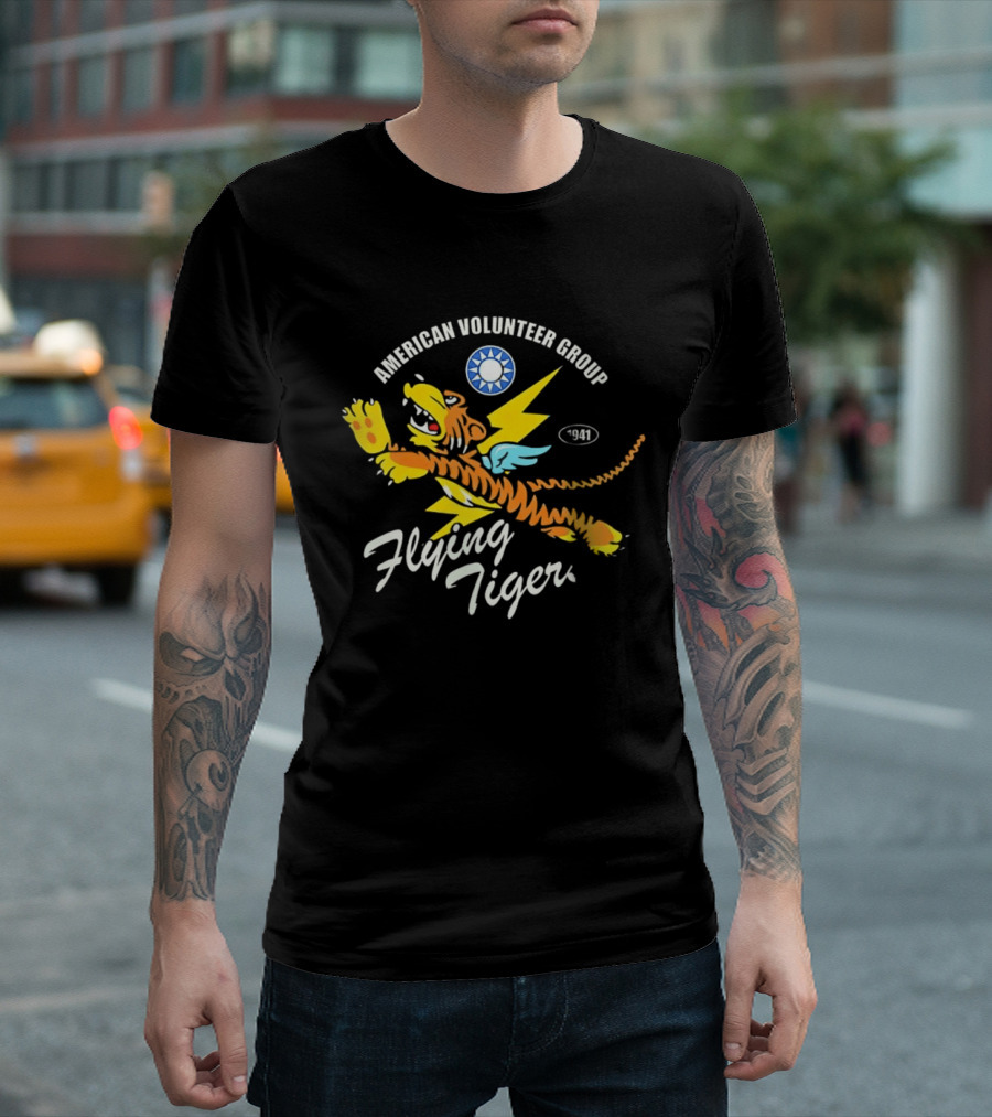 Flying Tigers American Volunteer Group 1941 Emblem Art WWII Aviation History T-Shirt