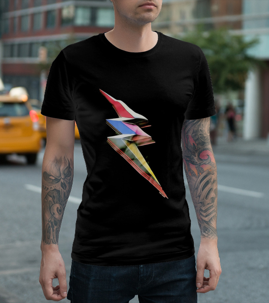 Geometric Prismatic Multicolor Lightning Bolt T-Shirt