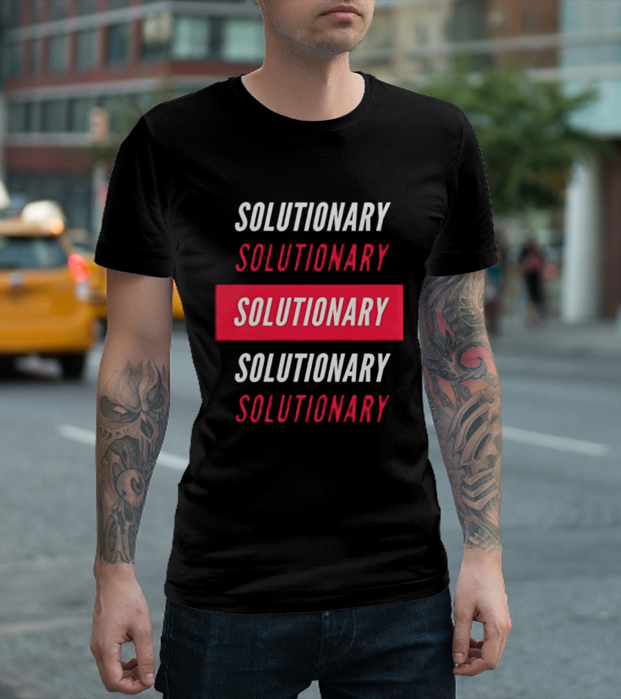 SOLUTIONARY Bold Text Print T-Shirt