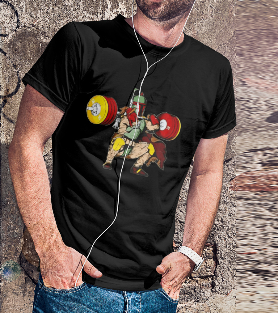 Star Wars Boba Fett Squat Weightlifting Fitness T-Shirt