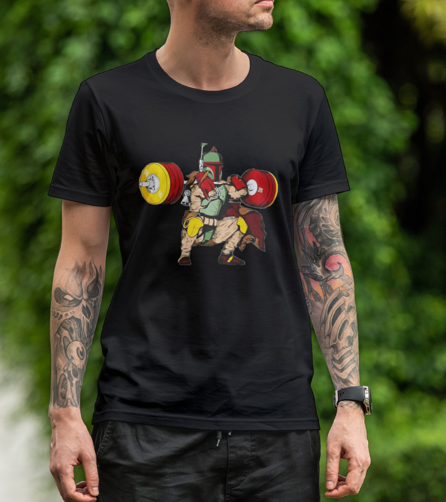 Star Wars Boba Fett Squat Weightlifting Fitness T-Shirt