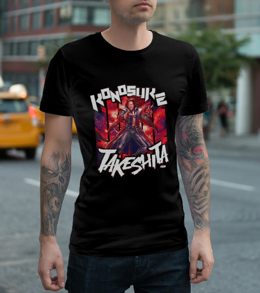 Konosuke Takeshita AEW All Elite Wrestling Comic Style Action T-Shirt