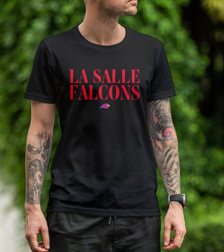 La Salle Falcons Red Text With Falcon Head T-Shirt