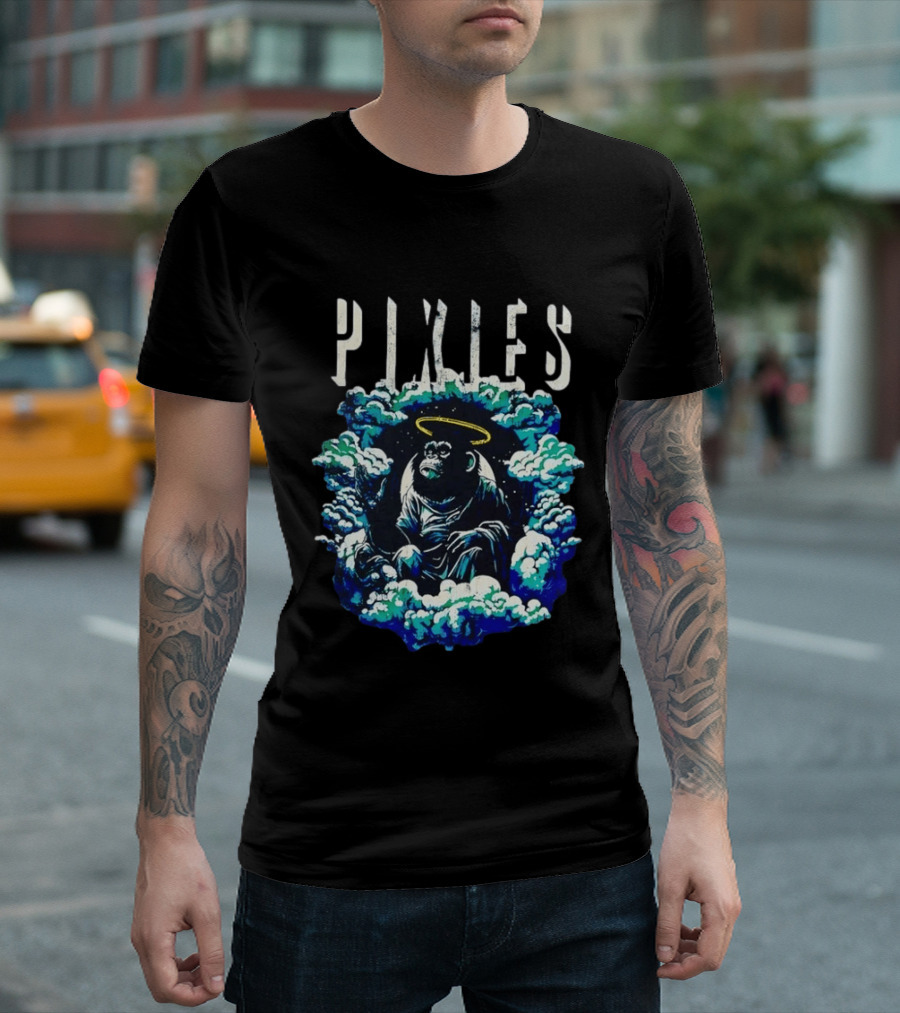 Pixies Haloed Chimp Surrounded By Clouds Vinyl Record T-Shirt