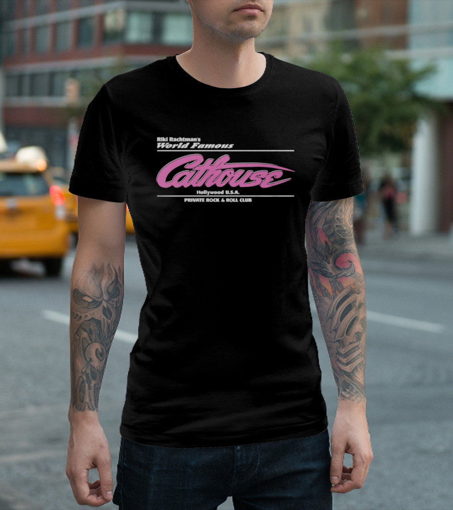 Riki Rachtman's World Famous Cathouse Hollywood USA Private Rock And Roll Club T-Shirt