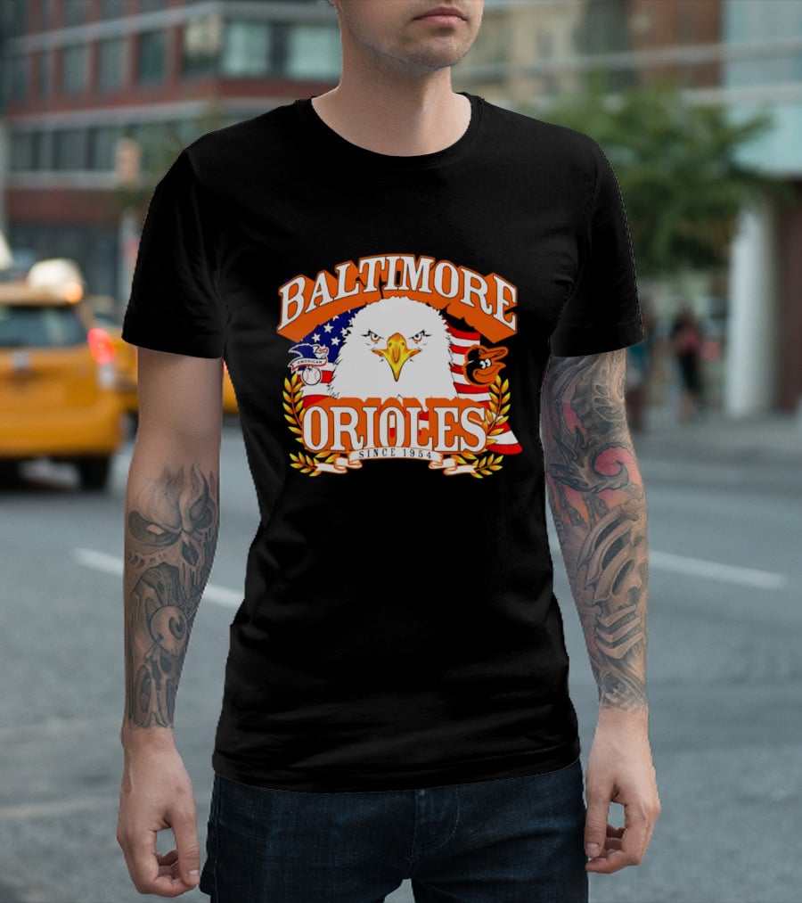 Baltimore Orioles Americana Eagle Logo With USA Flag Celebrating America's 250th Anniversary T-Shirt