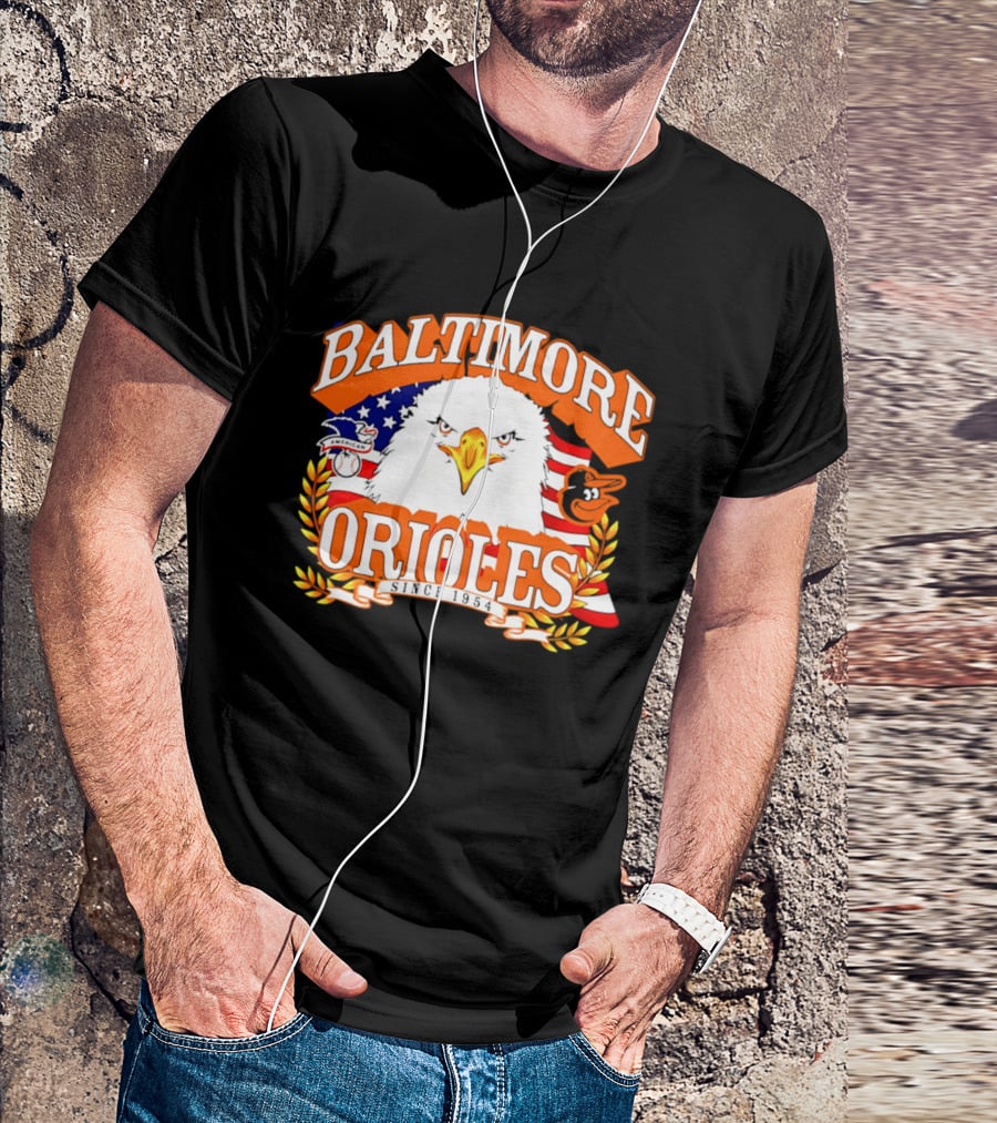 Baltimore Orioles Americana Eagle Logo With USA Flag Celebrating America's 250th Anniversary T-Shirt