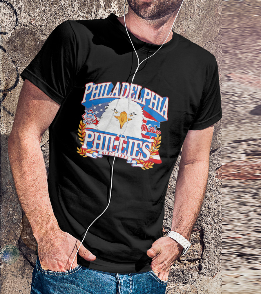 Philadelphia Phillies Eagle Americana Since 1883 National League Flag T-Shirt