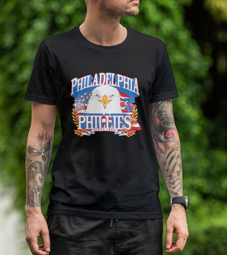Philadelphia Phillies Eagle Americana Since 1883 National League Flag T-Shirt
