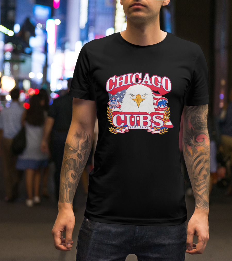 Chicago Cubs Americana Eagle Since 1876 National League Baseball Stars And Stripes 250th Celebration T-Shirt