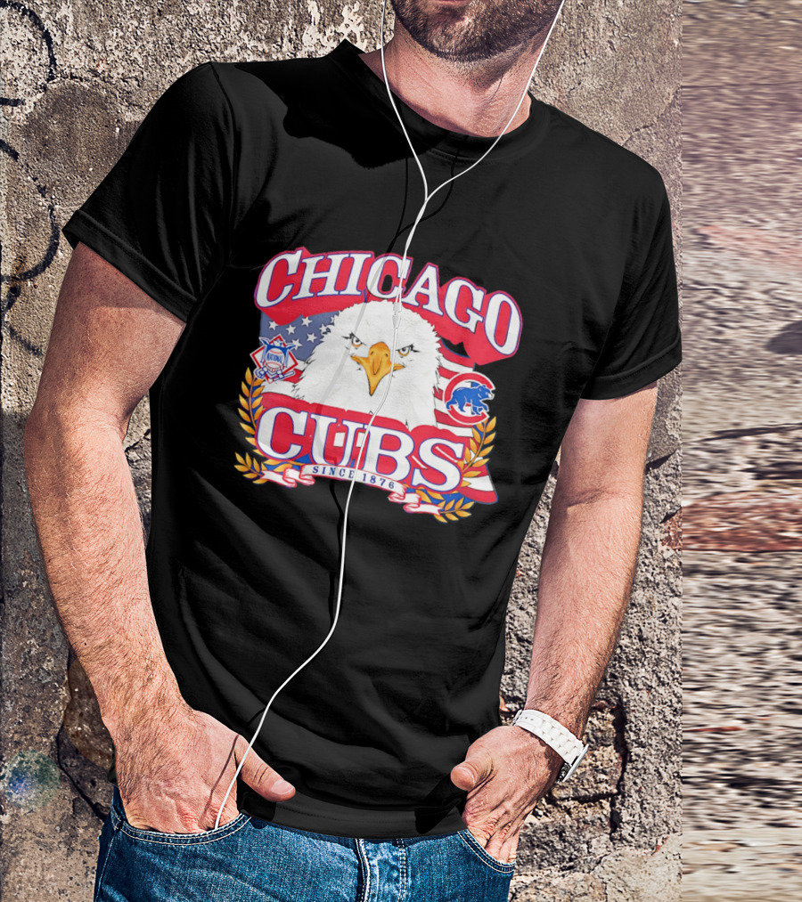 Chicago Cubs Americana Eagle Since 1876 National League Baseball Stars And Stripes 250th Celebration T-Shirt