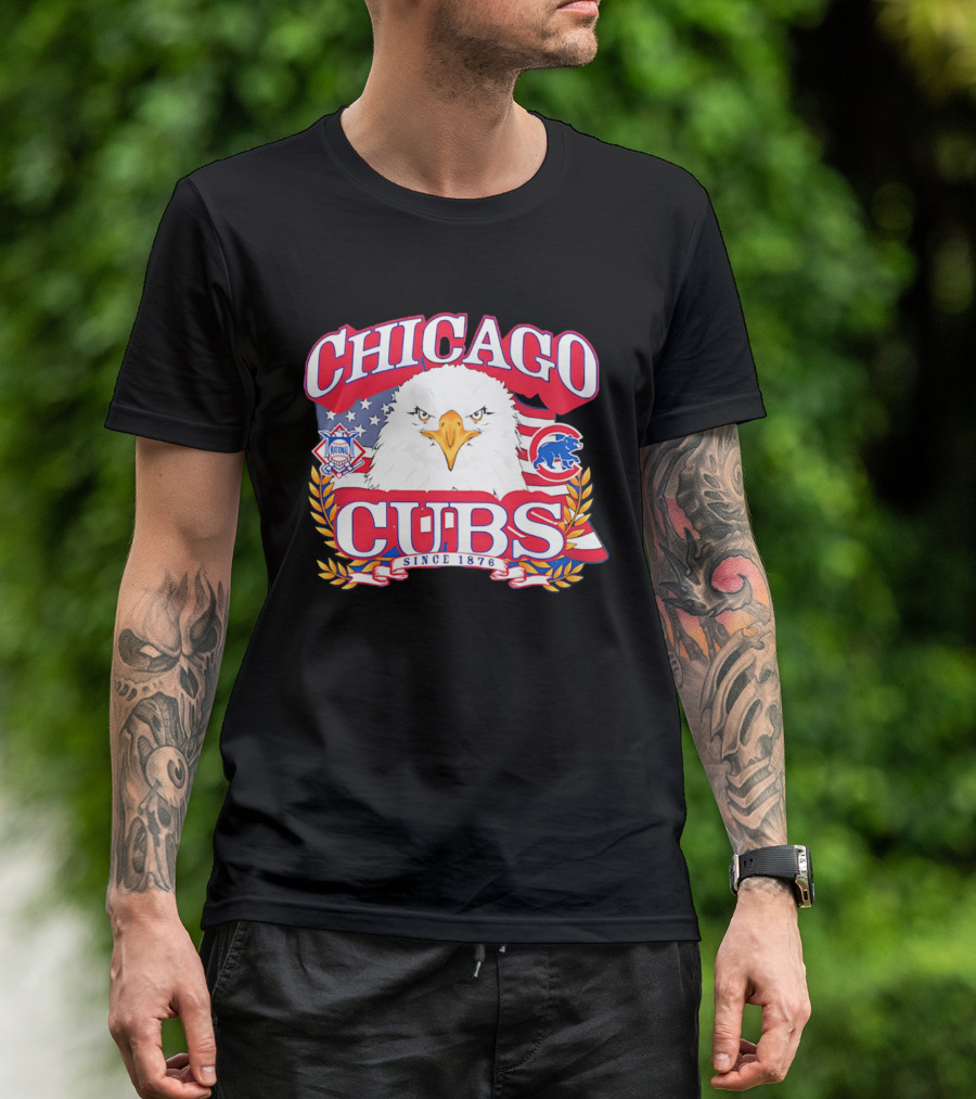 Chicago Cubs Americana Eagle Since 1876 National League Baseball Stars And Stripes 250th Celebration T-Shirt