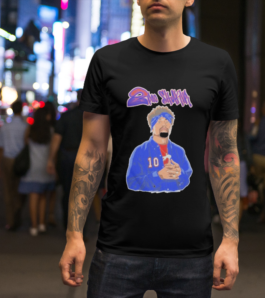 2Pac Shakir Sports Roundtable 10 Blue Bandana T-Shirt