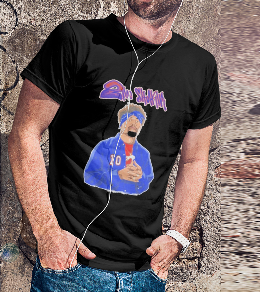 2Pac Shakir Sports Roundtable 10 Blue Bandana T-Shirt