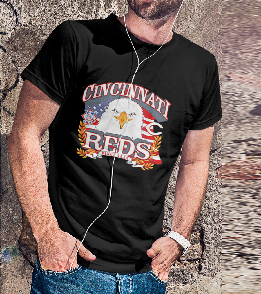 Cincinnati Reds National League Eagle American Flag Since 1869 T-Shirt