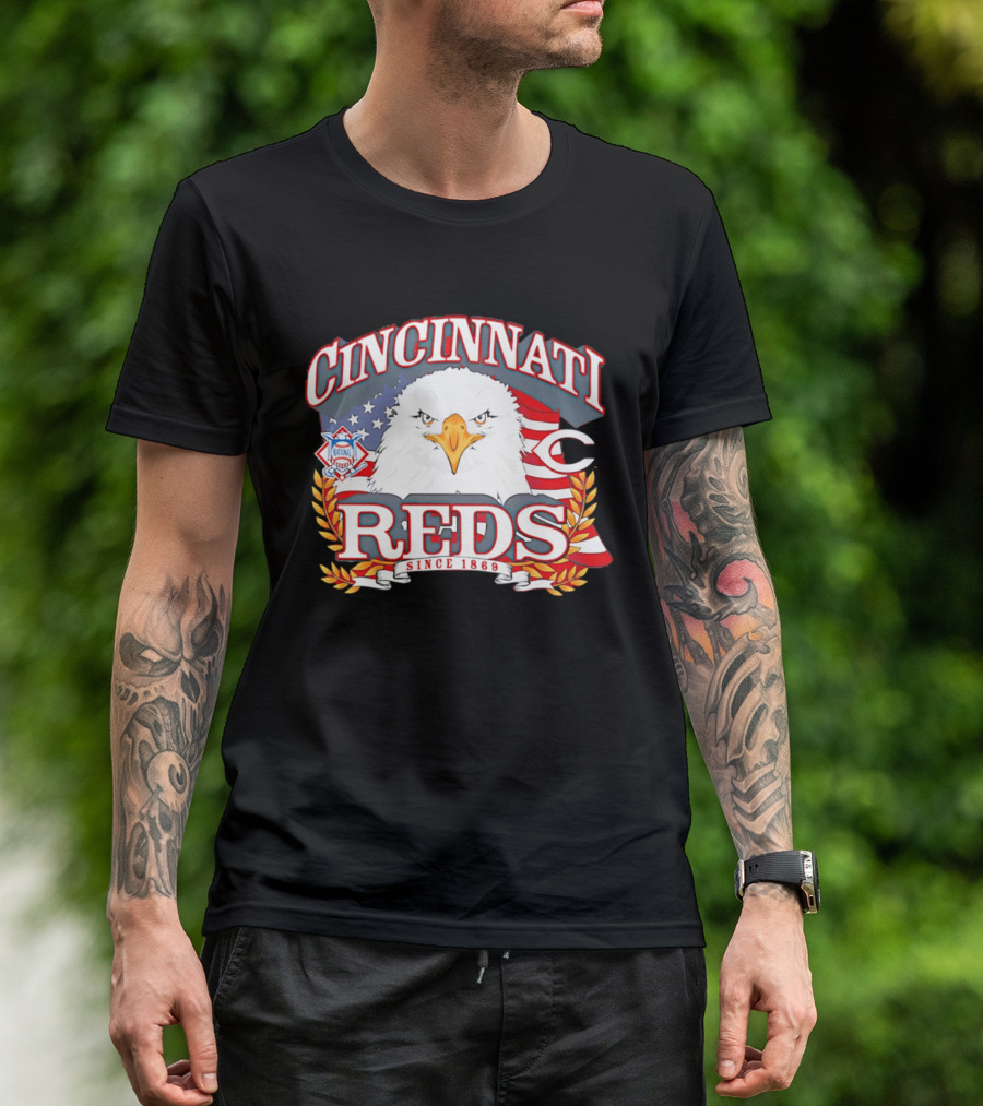 Cincinnati Reds National League Eagle American Flag Since 1869 T-Shirt