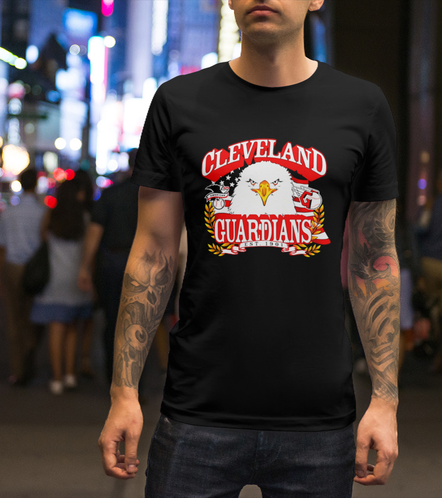 Cleveland Guardians Eagle And Baseball Stars Celebrating America's 250th Anniversary T-Shirt