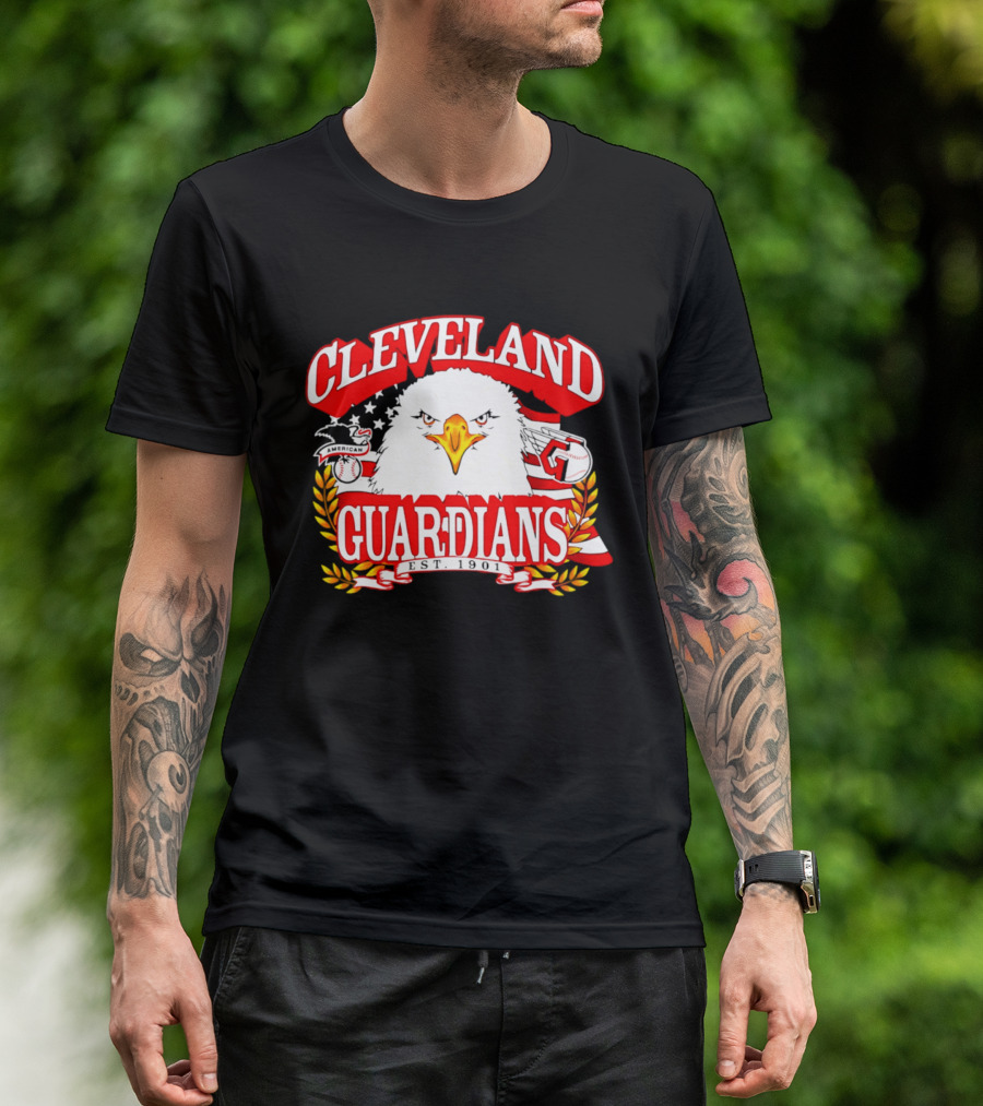Cleveland Guardians Eagle And Baseball Stars Celebrating America's 250th Anniversary T-Shirt