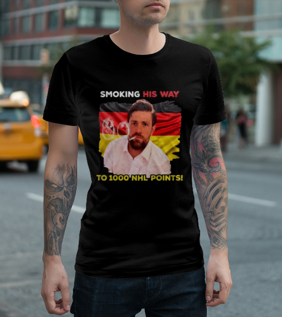 Smoking His Way To 1000 NHL Points Leon Draisaitl Edmonton Oilers T-Shirt