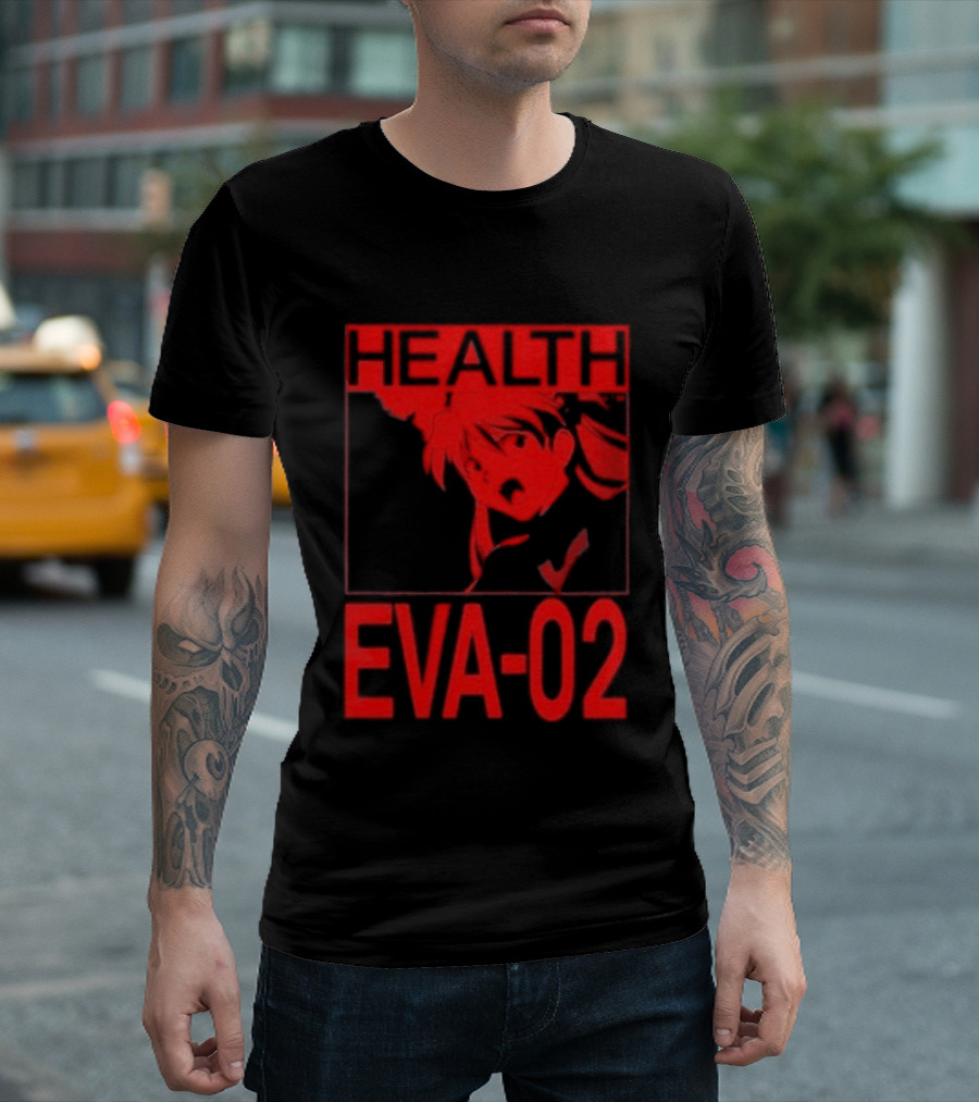 Health Eva 02 Anime Character Red Sketch T-Shirt
