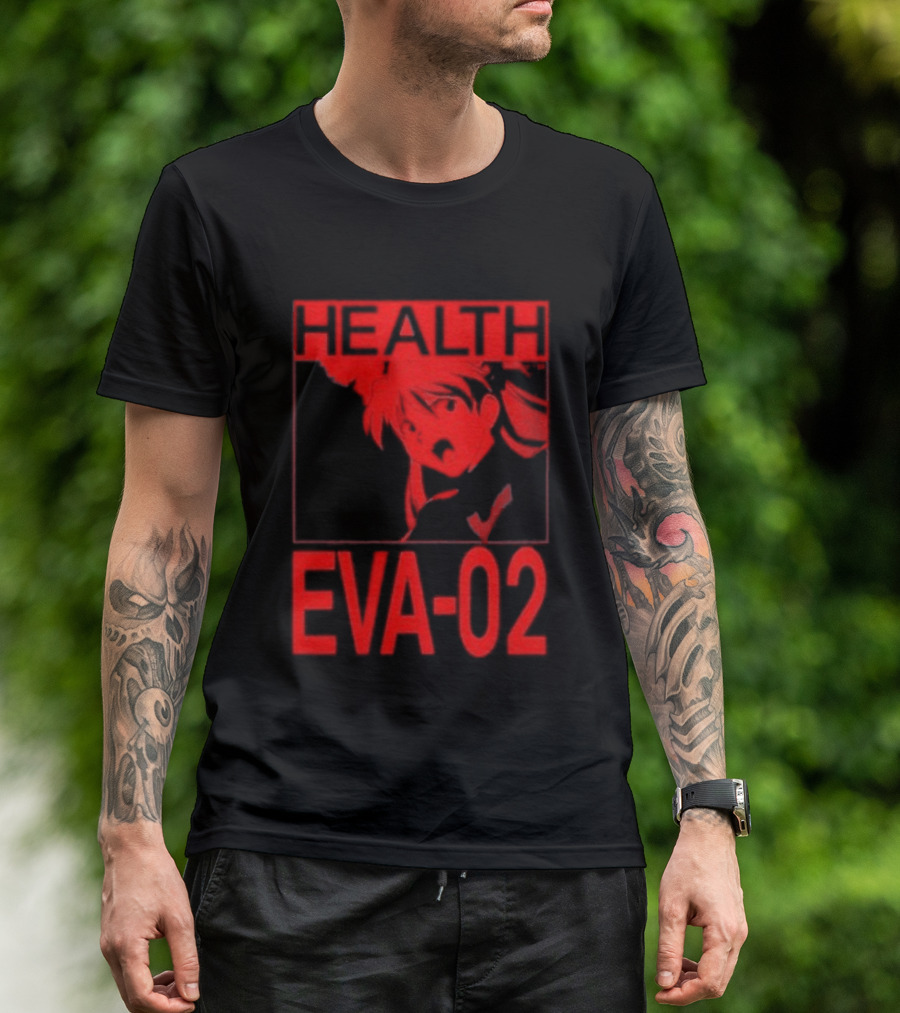 Health Eva 02 Anime Character Red Sketch T-Shirt
