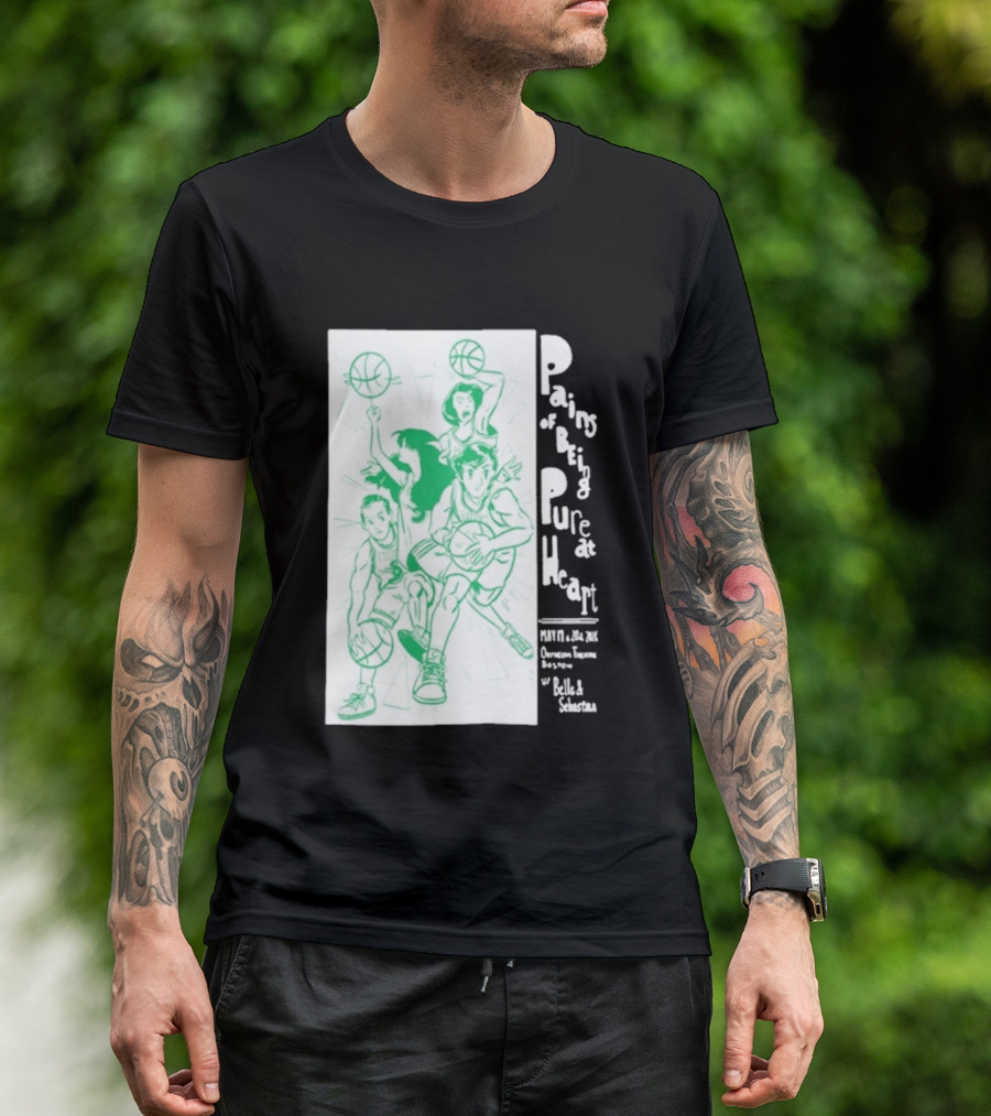 Pains Of Being Pure At Heart Boston May 19 Paradise Touring Company With Helki Silkscreen Basketball T-Shirt