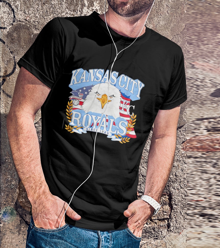 Kansas City Royals Eagle With American Flag Patriotic KC T-Shirt