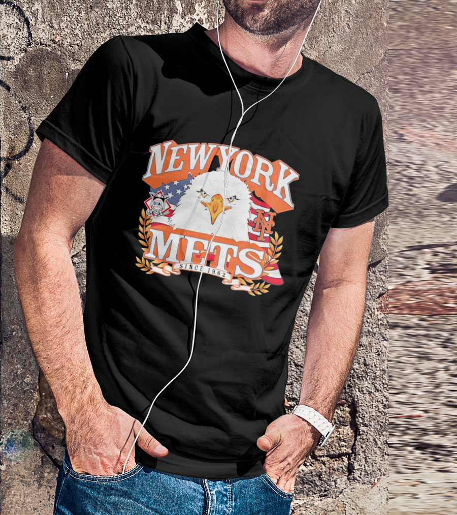 New York Mets Americana Eagle Celebrating National League And Stars Stripes T-Shirt
