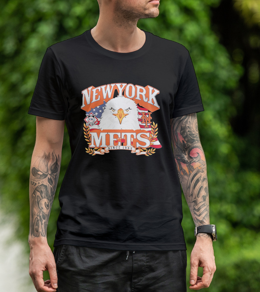 New York Mets Americana Eagle Celebrating National League And Stars Stripes T-Shirt