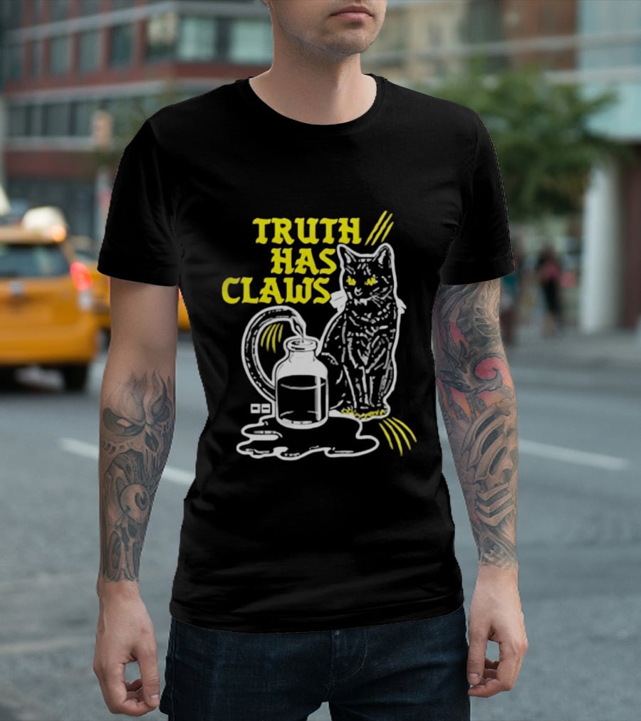 Truth Has Claws Cat Spilled Milk T-Shirt