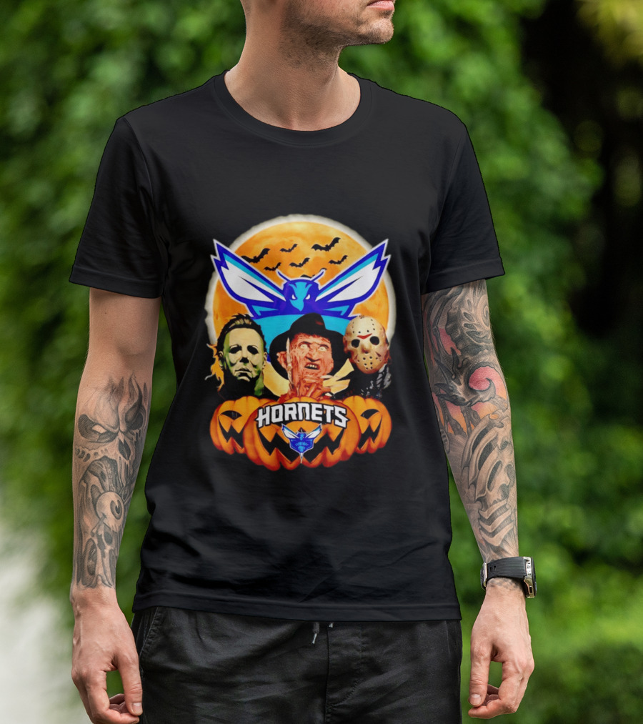 Halloween Horror Characters Freddy Jason Michael Myers Charlotte Hornets T-Shirt