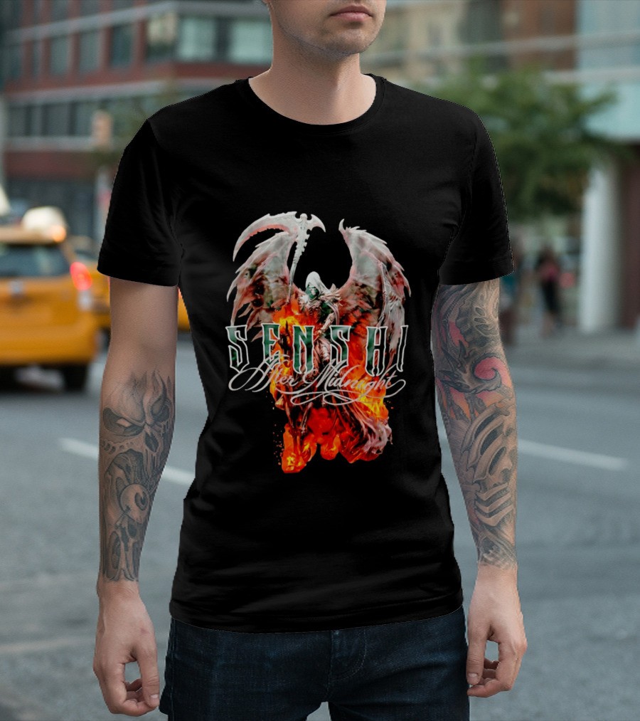 Senshi After Midnight Flaming Grim Reaper Wings T-Shirt