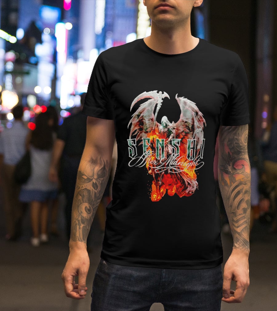 Senshi After Midnight Flaming Grim Reaper Wings T-Shirt