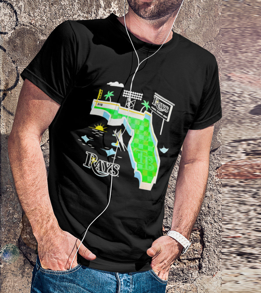 Tampa Bay Rays Florida Map TB Stadium Palms And Sunshine T-Shirt