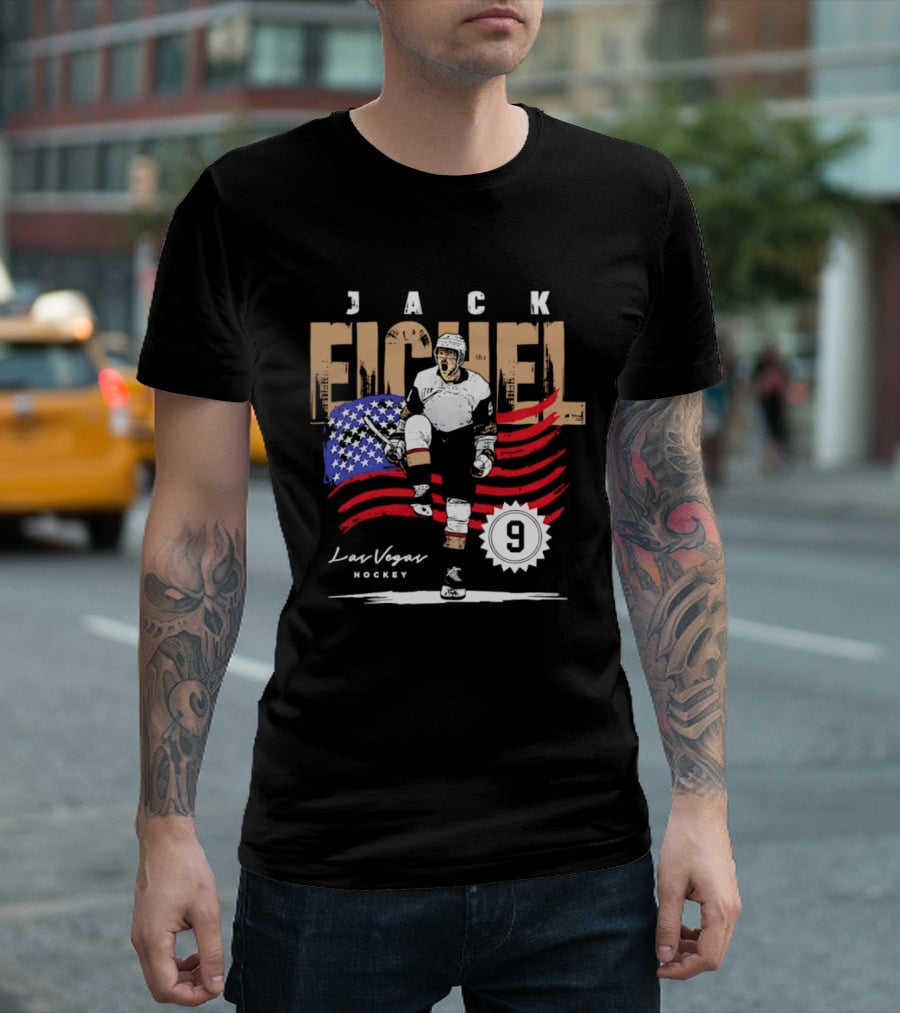 Jack Eichel 9 USA Flag Las Vegas Hockey 2026 T-Shirt