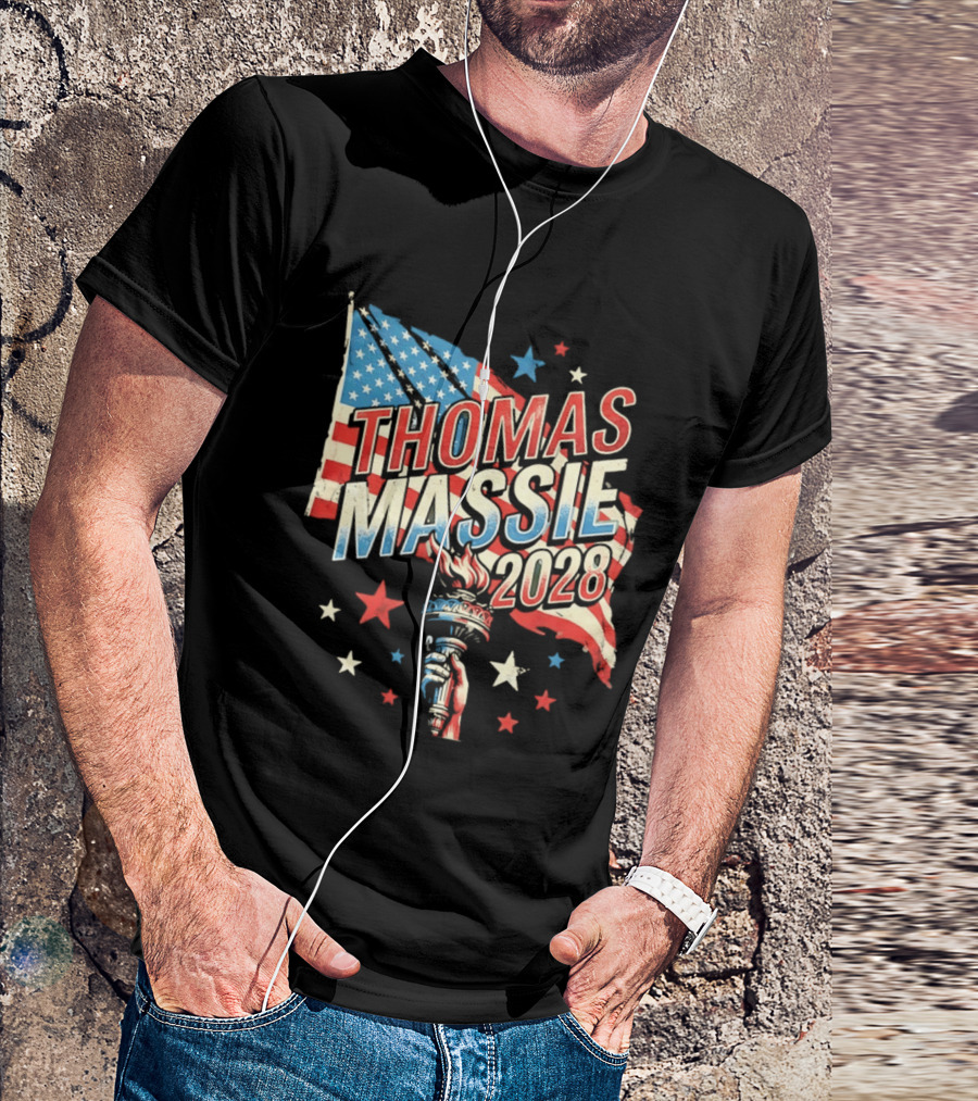 Thomas Massie 2028 American Flag Liberty Torch Stars T-Shirt